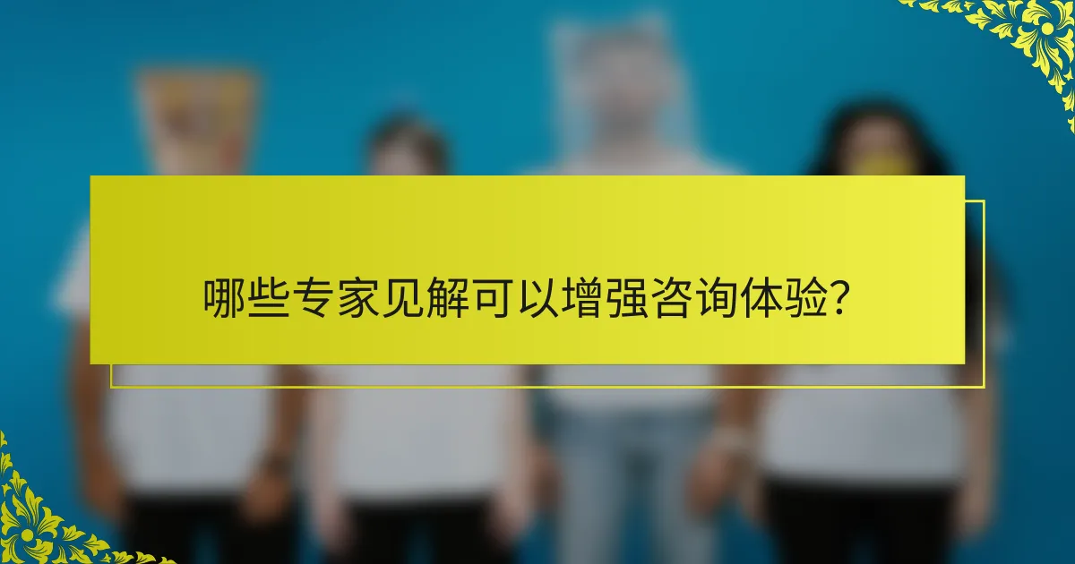 哪些专家见解可以增强咨询体验？