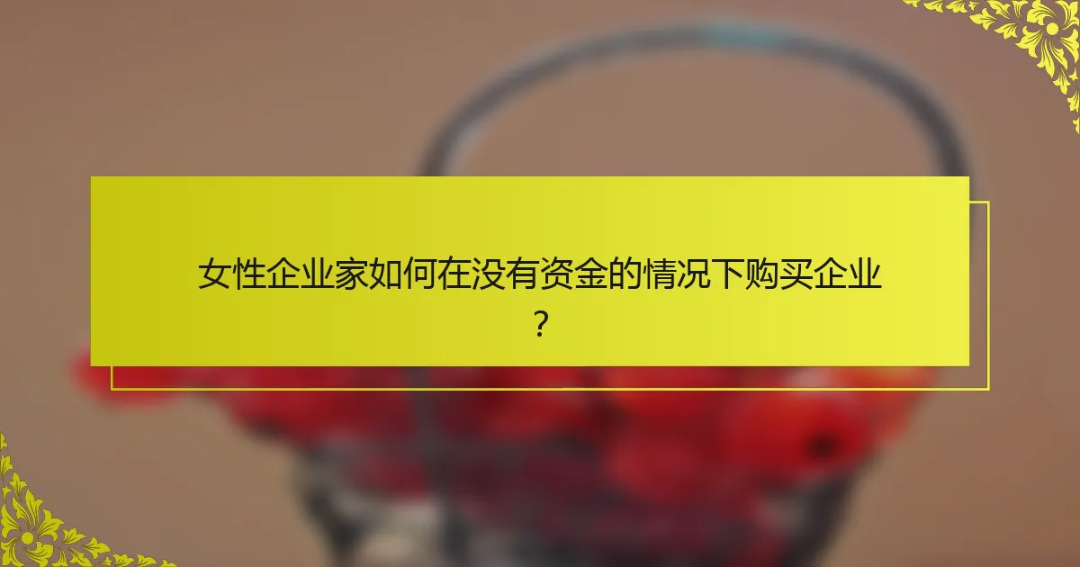 女性企业家如何在没有资金的情况下购买企业？