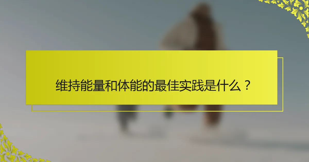 维持能量和体能的最佳实践是什么？