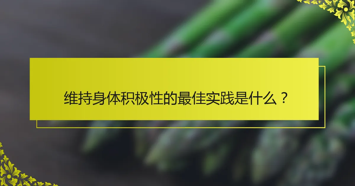 维持身体积极性的最佳实践是什么？