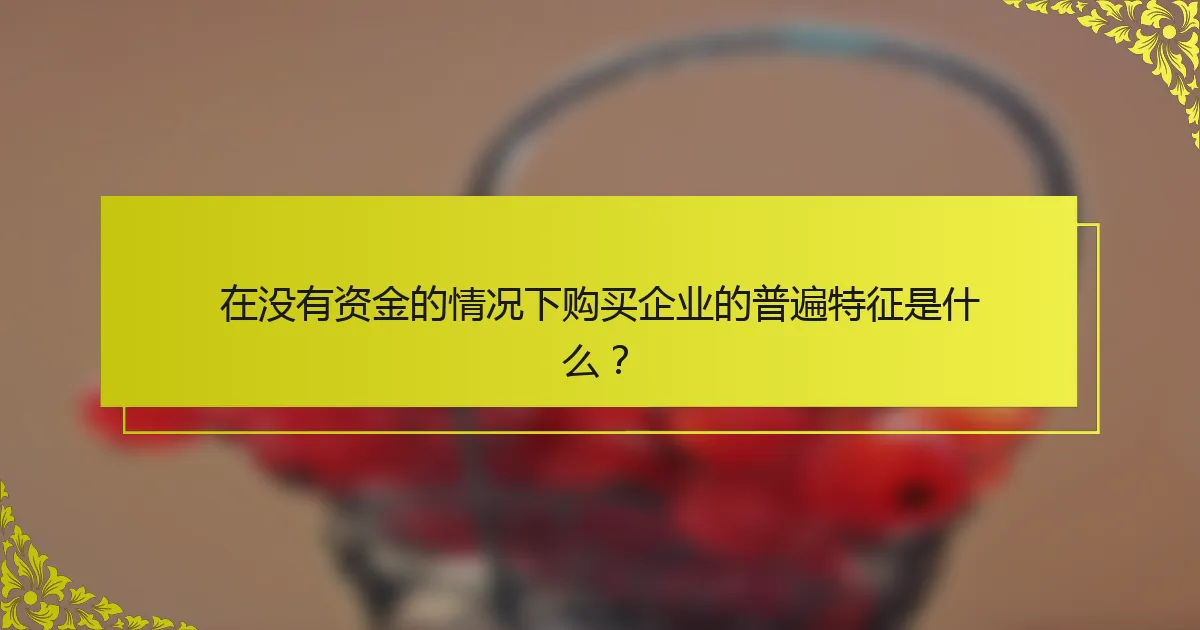 在没有资金的情况下购买企业的普遍特征是什么？